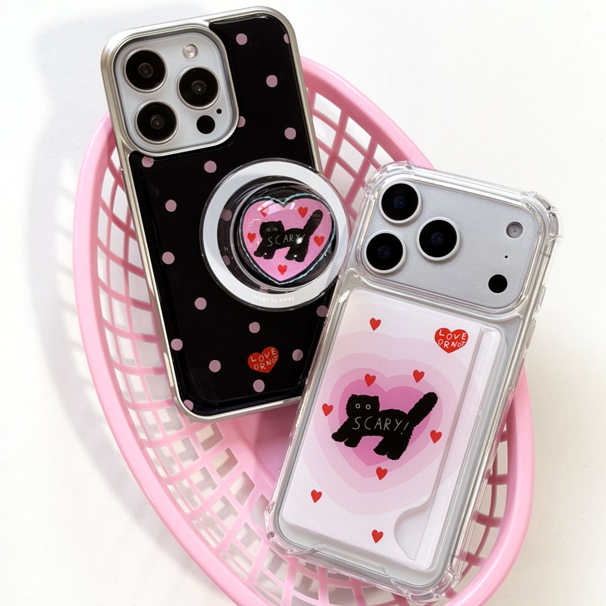 러브오낫(LOVE OR NOT) 카드탱크_Lovely Scary Cat Card Tank Jell-Hard Phonecase