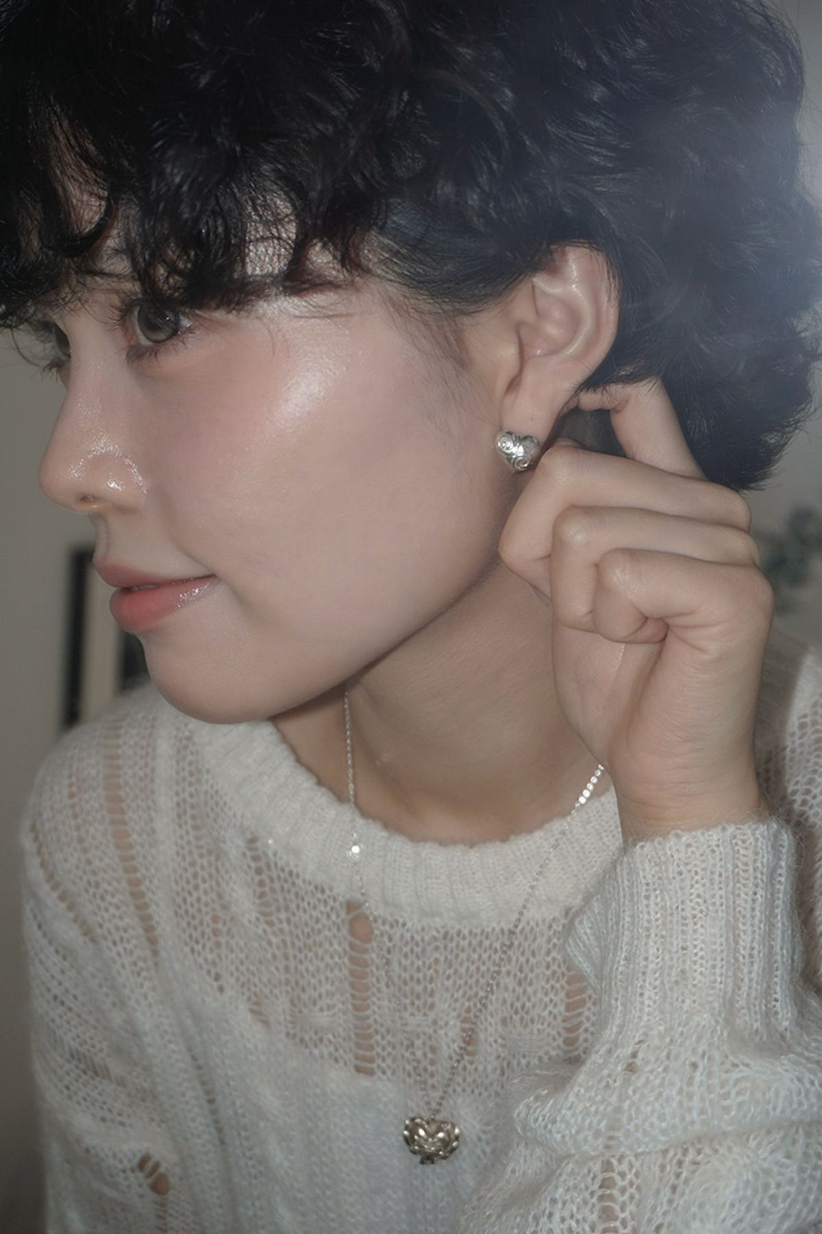 페어오브러브(PAIR OF LOVE) [925SILVER]VELVET HEART STUD EARRING