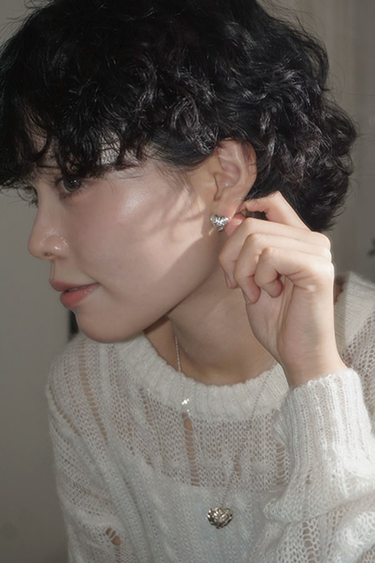 페어오브러브(PAIR OF LOVE) [925SILVER]VELVET HEART STUD EARRING