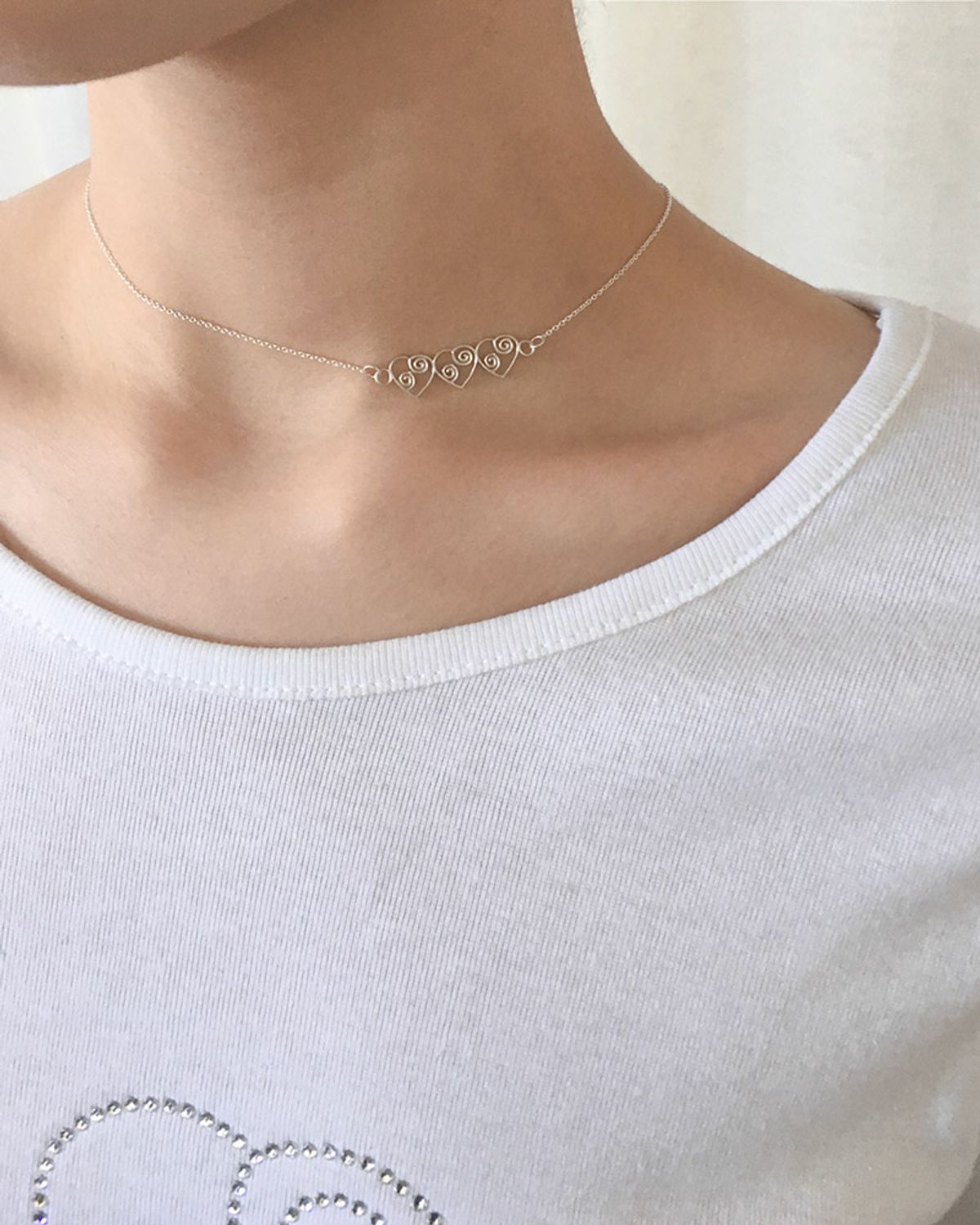 페어오브러브(PAIR OF LOVE) [925SILVER]RHYTHM TRIPLE HEART NECKLACE