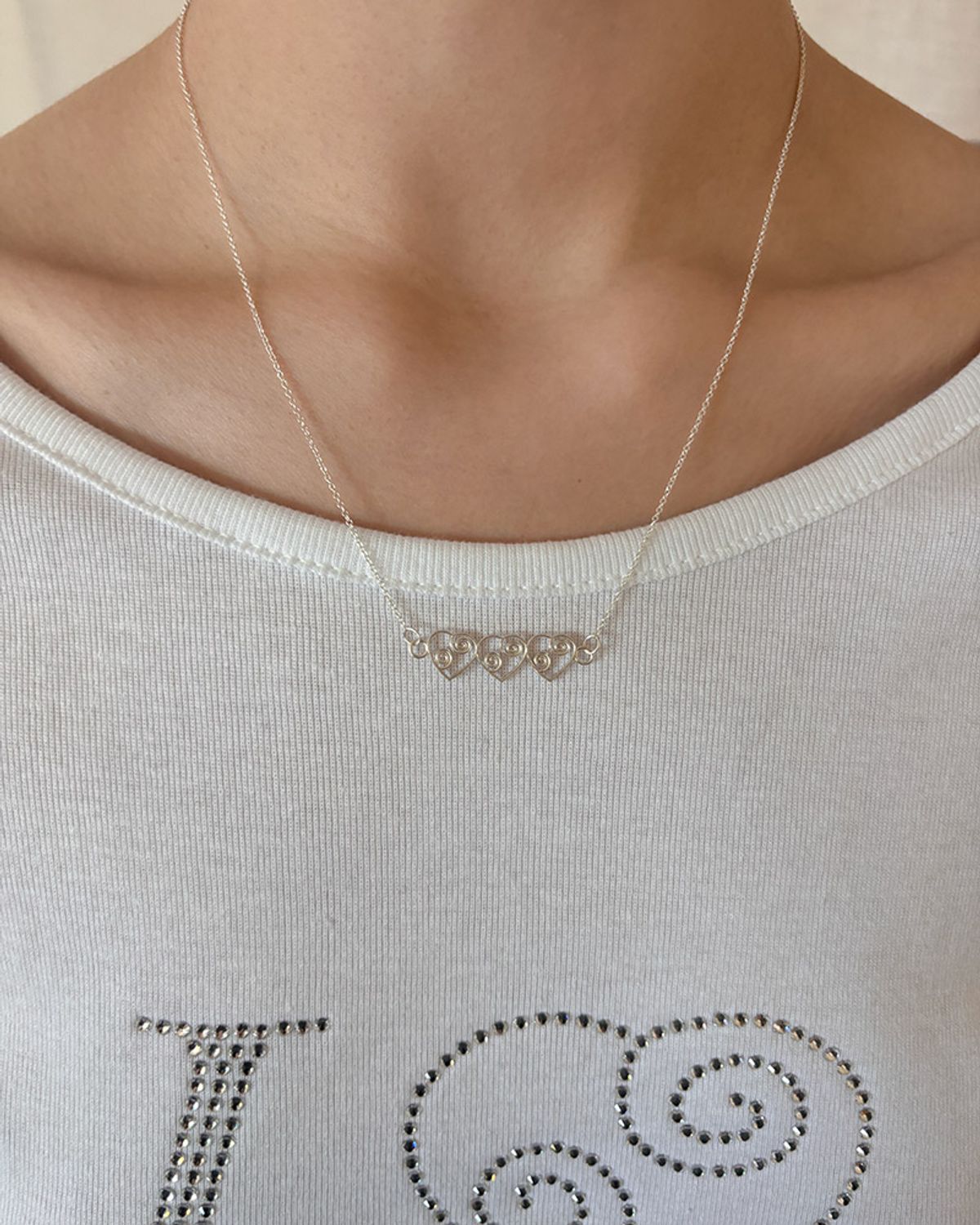 페어오브러브(PAIR OF LOVE) [925SILVER]RHYTHM TRIPLE HEART NECKLACE