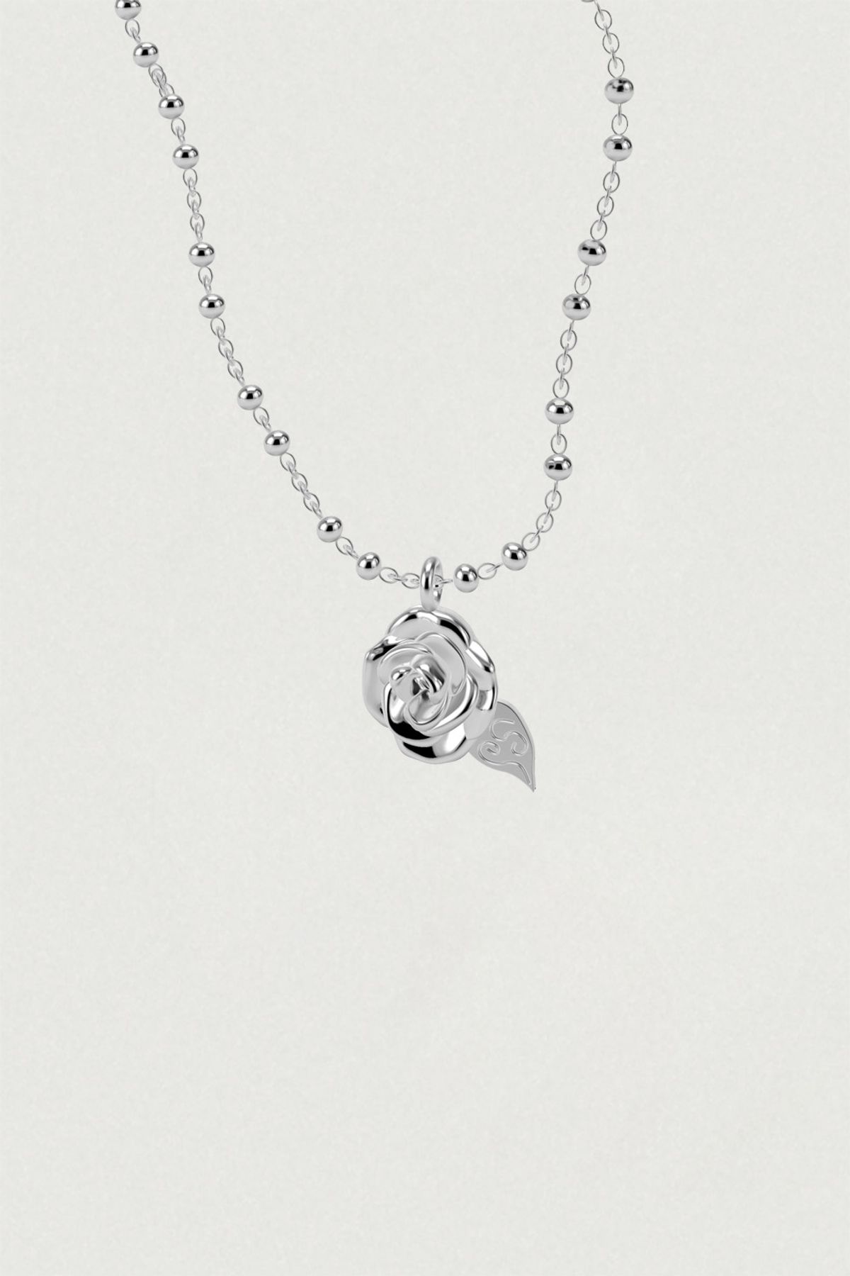 페어오브러브(PAIR OF LOVE) [925SILVER]PURE ROSE PENDENT NECKLACE