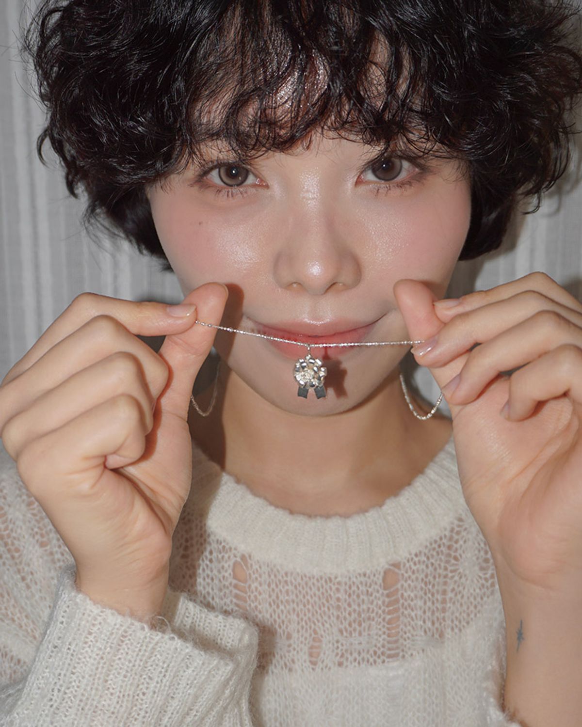 페어오브러브(PAIR OF LOVE) [925SILVER]ROSETTE RIBBON NECKLACE