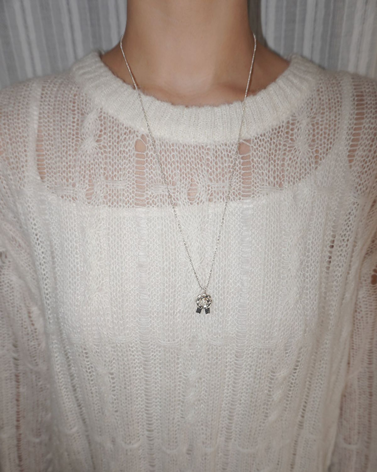 페어오브러브(PAIR OF LOVE) [925SILVER]ROSETTE RIBBON NECKLACE