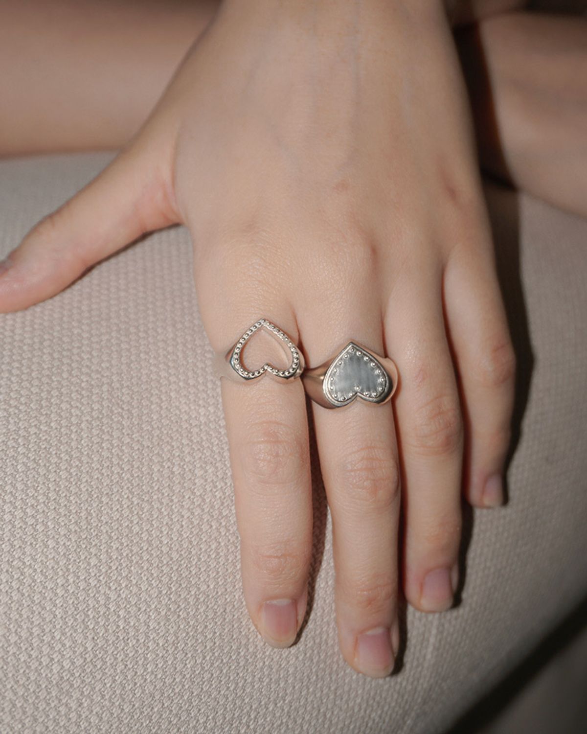 페어오브러브(PAIR OF LOVE) [925SILVER]COOKIE FRAME HEART STUD RING