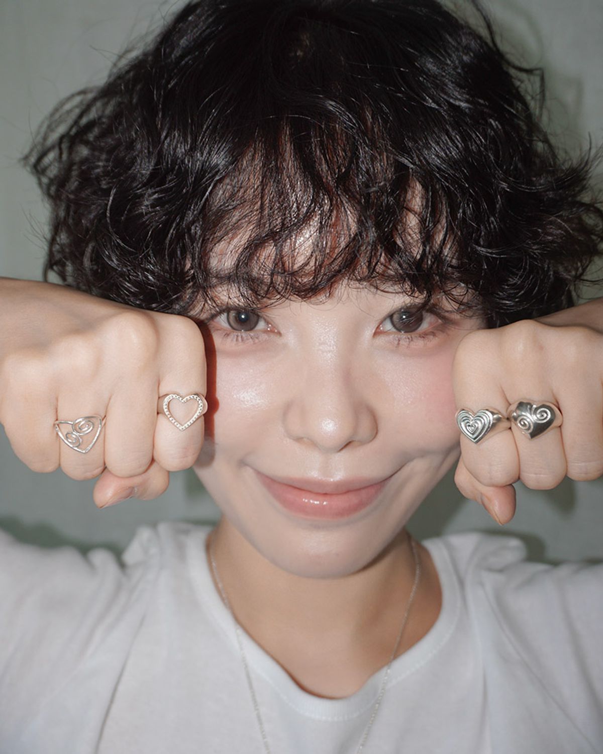 페어오브러브(PAIR OF LOVE) [925SILVER]COOKIE FRAME HEART STUD RING