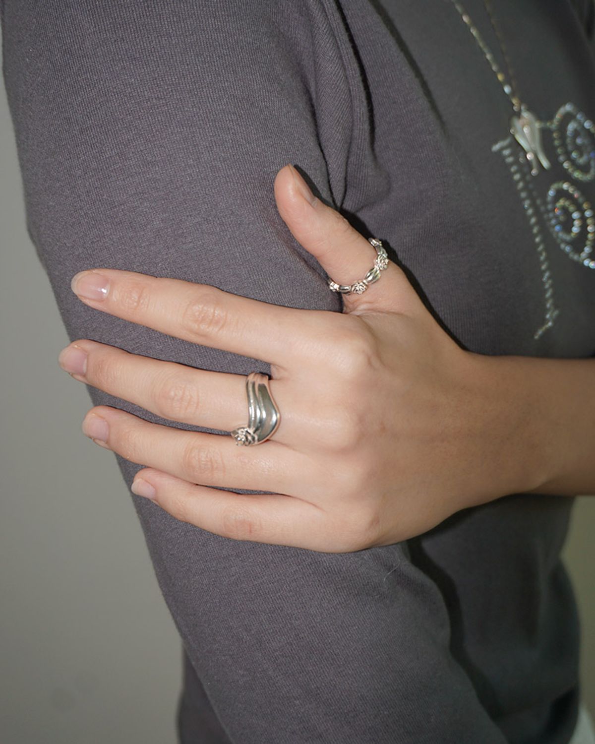 페어오브러브(PAIR OF LOVE) [925SILVER]RUCHE ROSE WAVE FRILL RING
