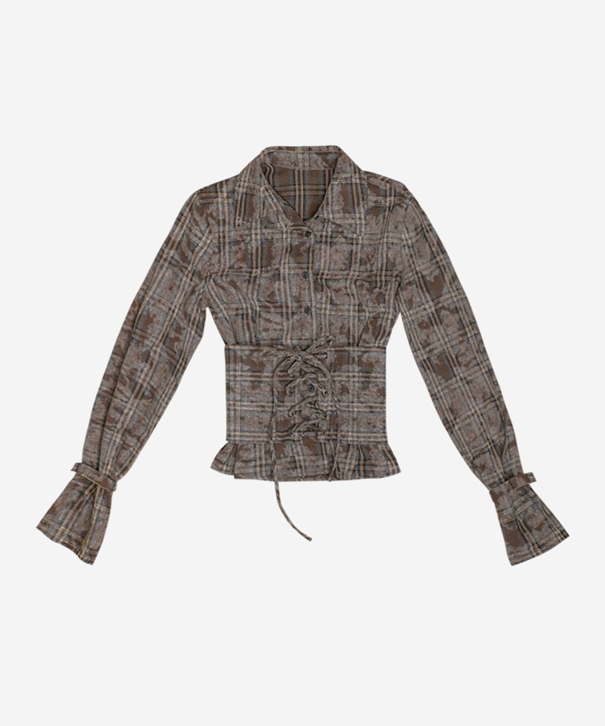달링유어배드(DARLING, YOU'RE BAD) CHECK CORSET SHIRT #VINTAGE BROWN