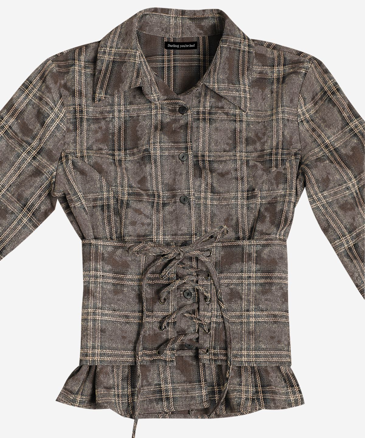 달링유어배드(DARLING, YOU'RE BAD) CHECK CORSET SHIRT #VINTAGE BROWN