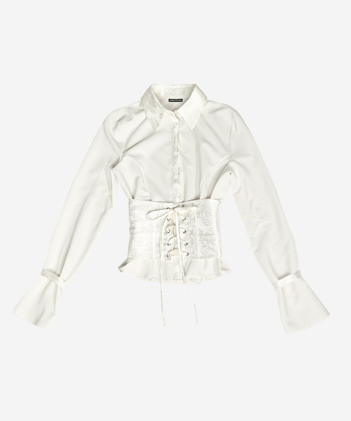 달링유어배드(DARLING, YOU'RE BAD) SATIN MIX CORSET SHIRT #IVORY JACQUARD