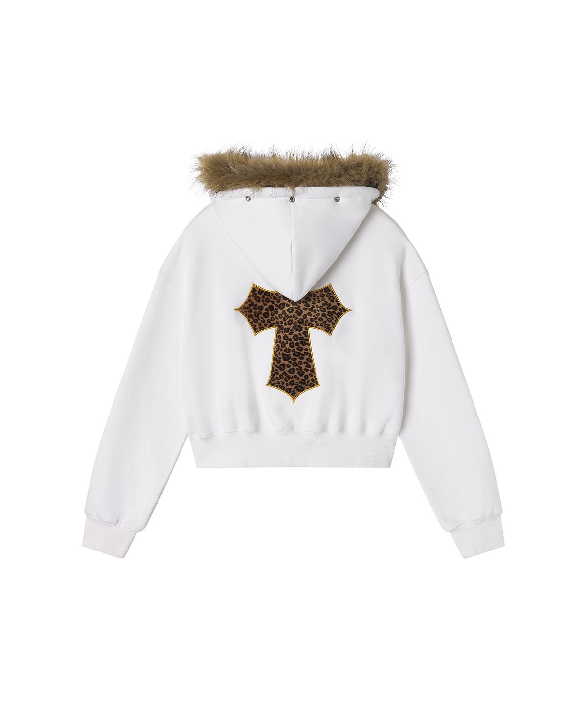 일리오(ILLIO) White brown fur hood zip-up