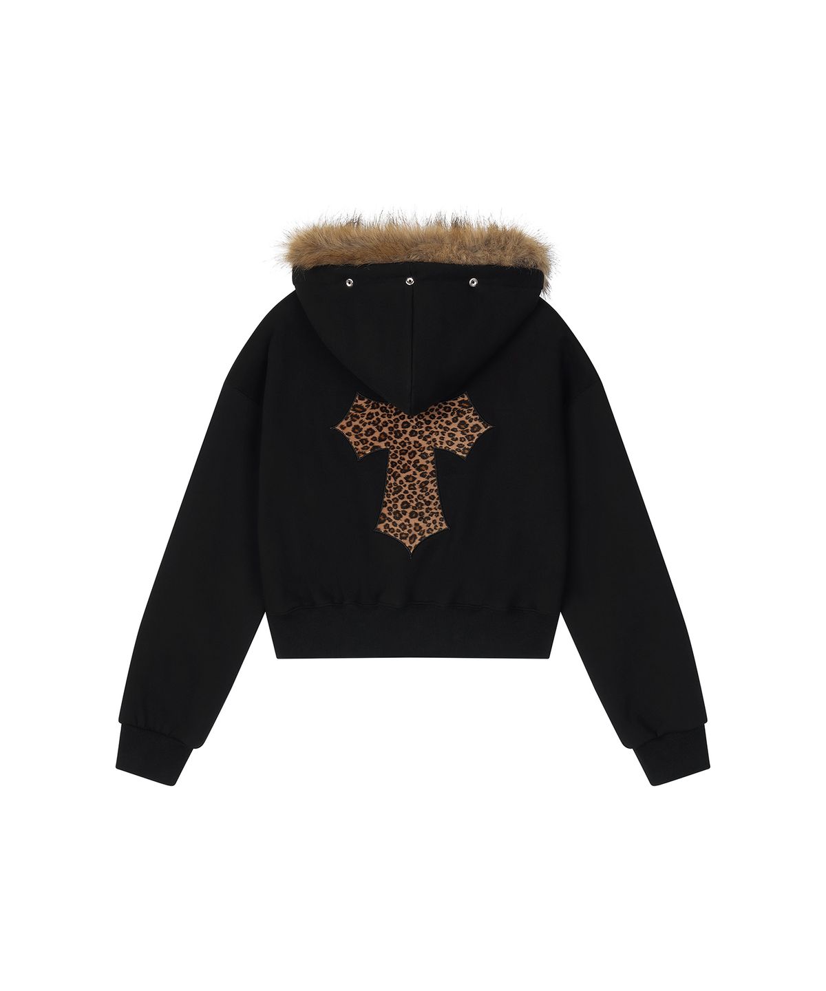 일리오(ILLIO) Black brown fur hood zip-up
