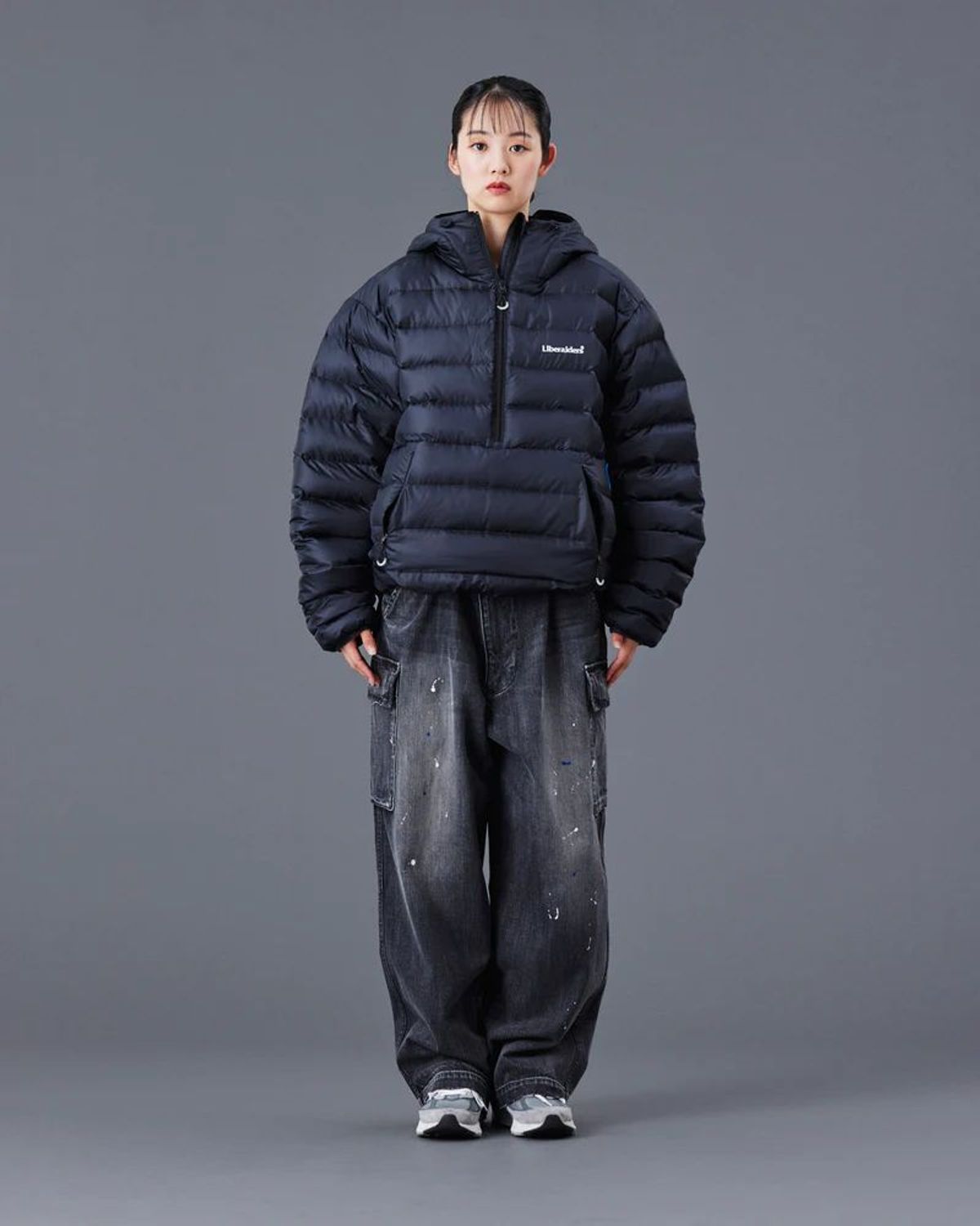 찬스클로딩(CHANCE CLOTHING) DOWN HALF ZIP HOODIE - BLACK