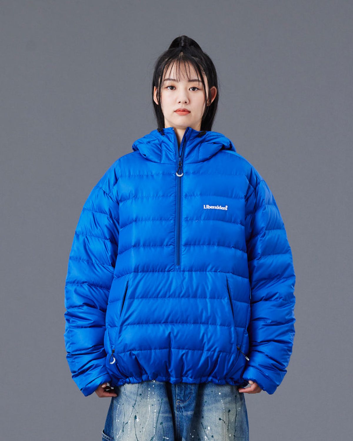 찬스클로딩(CHANCE CLOTHING) DOWN HALF ZIP HOODIE - BLUE