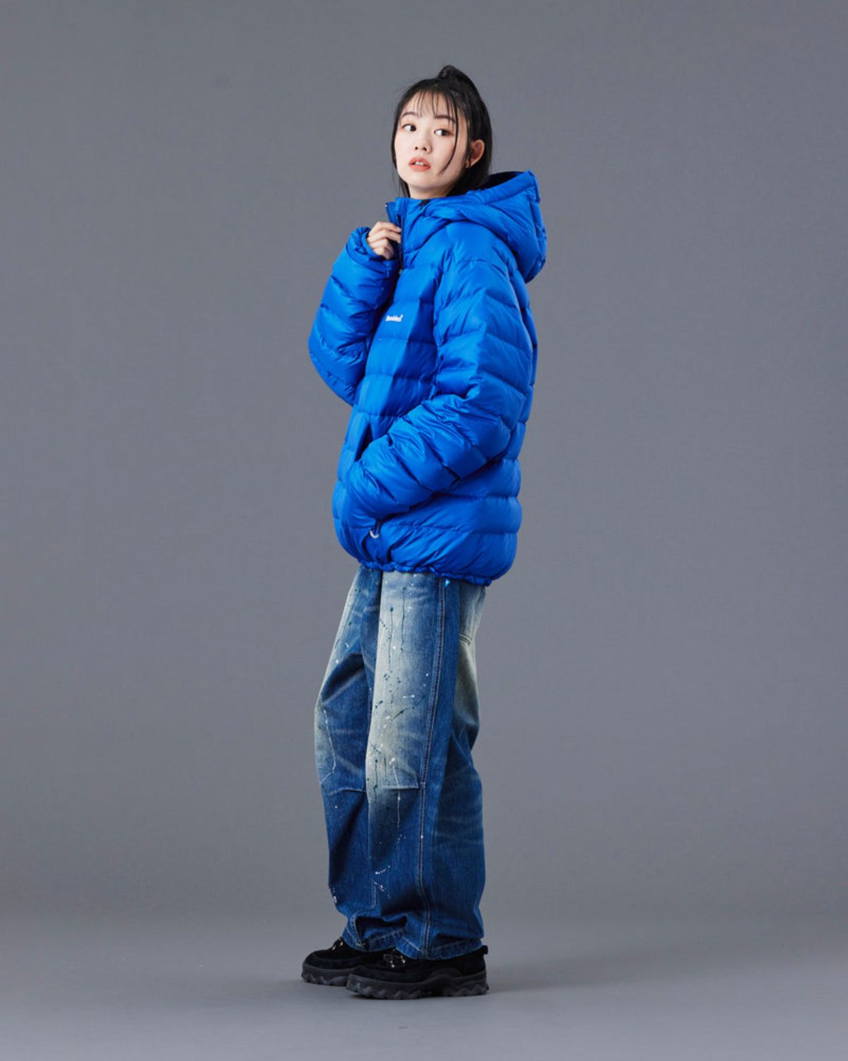 찬스클로딩(CHANCE CLOTHING) DOWN HALF ZIP HOODIE - BLUE