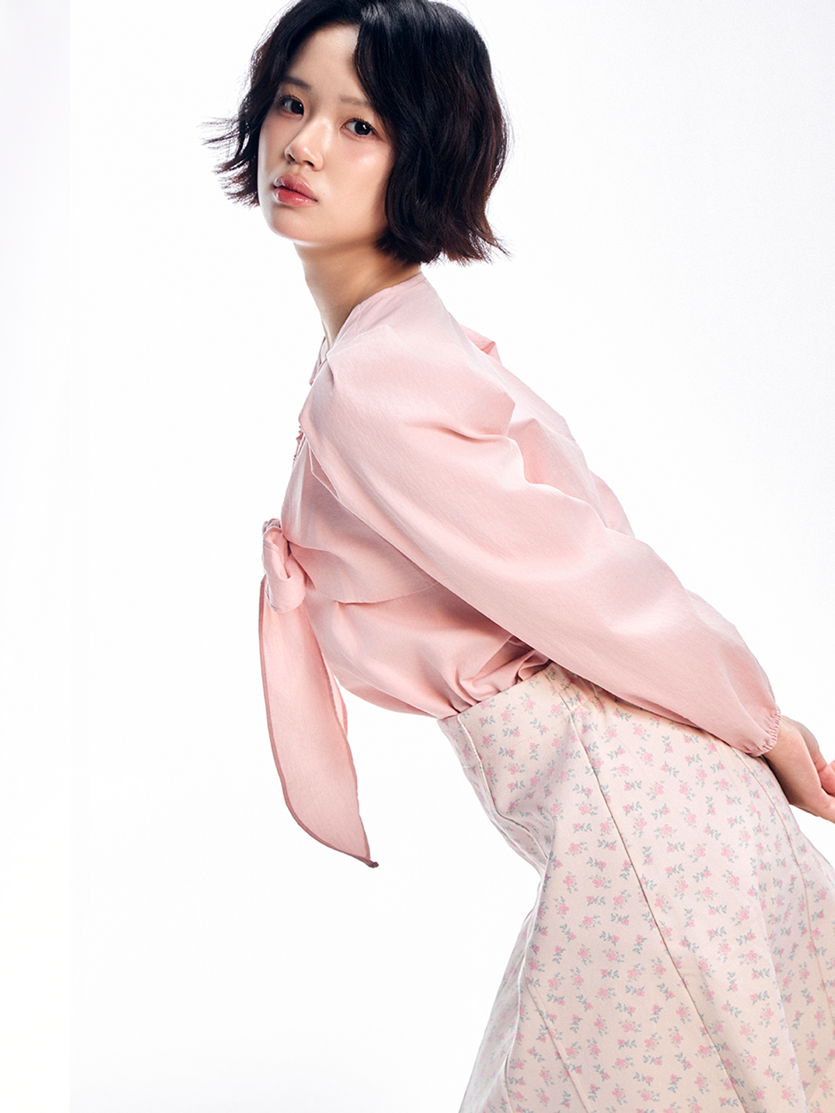 아도르벨르(ADOREBELLE) 플라워 컷 포인트 미디 스커트 - 아이보리, 브라운