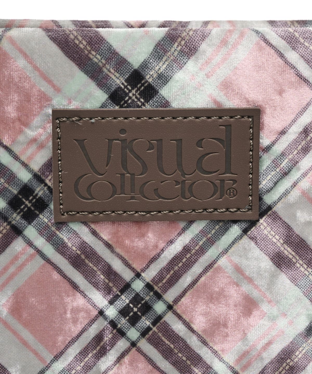 비주얼 컬렉터(VISUAL COLLECTOR) 체크 미니 벨벳 크로스 백 [핑크]
