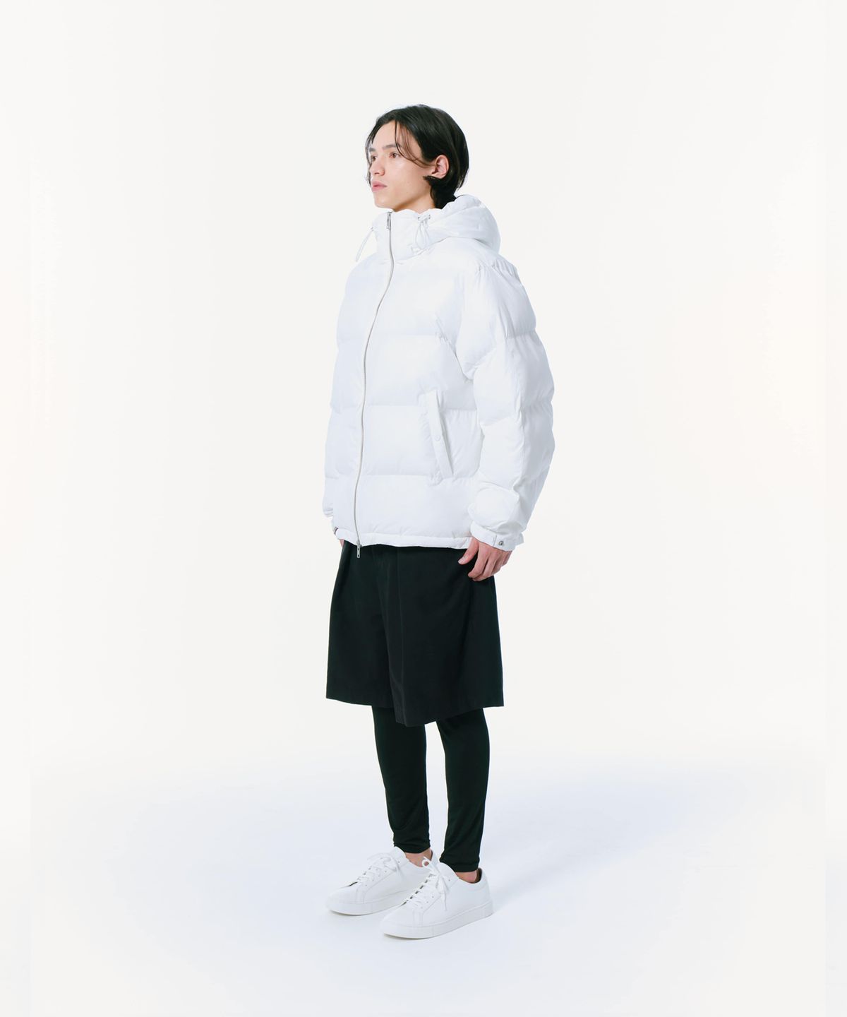 밀라코드(MILACODE) Mixed Cordura Hoodie Jacket (Premium Goose Down) Semi Over Fit (OFF WHITE)
