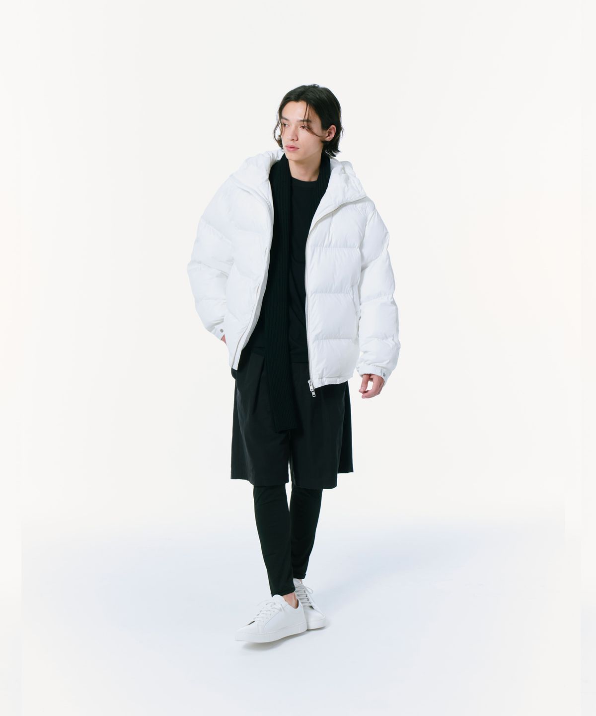 밀라코드(MILACODE) Mixed Cordura Hoodie Jacket (Premium Goose Down) Semi Over Fit (OFF WHITE)