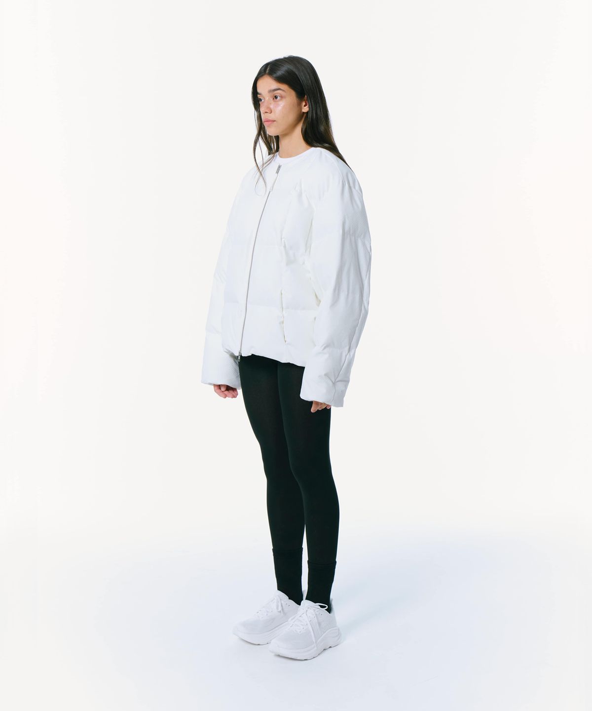 밀라코드(MILACODE) Oblique line Padding Jacket (3M Featherless) Over Fit (OFF WHITE)