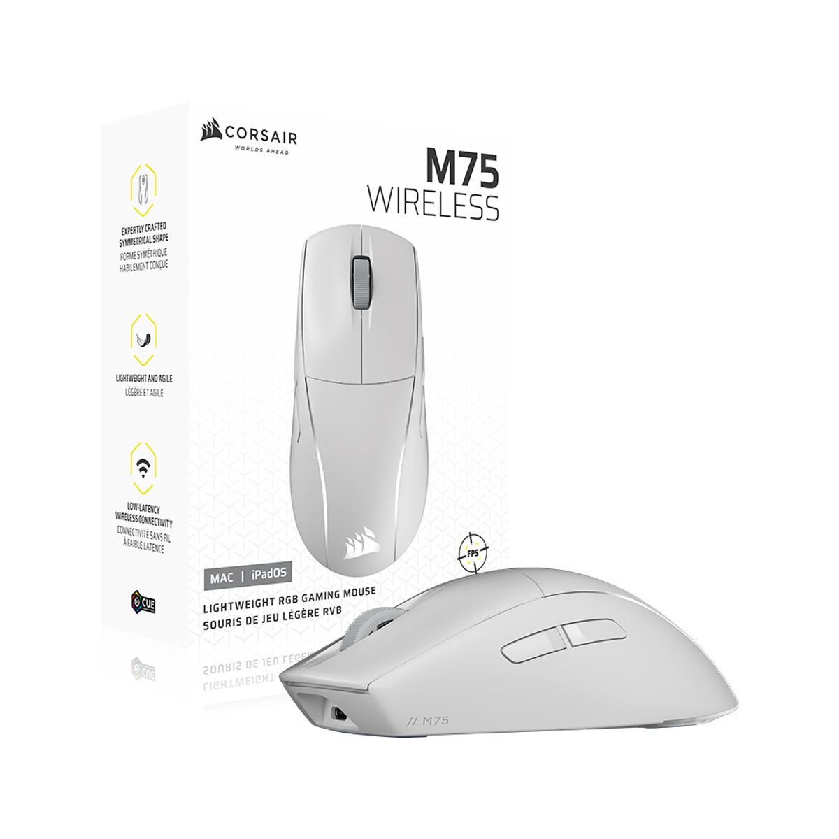 커세어(CORSAIR) M75 RGB 초경량 무선 MAC 에디션 게이밍 마우스 화이트