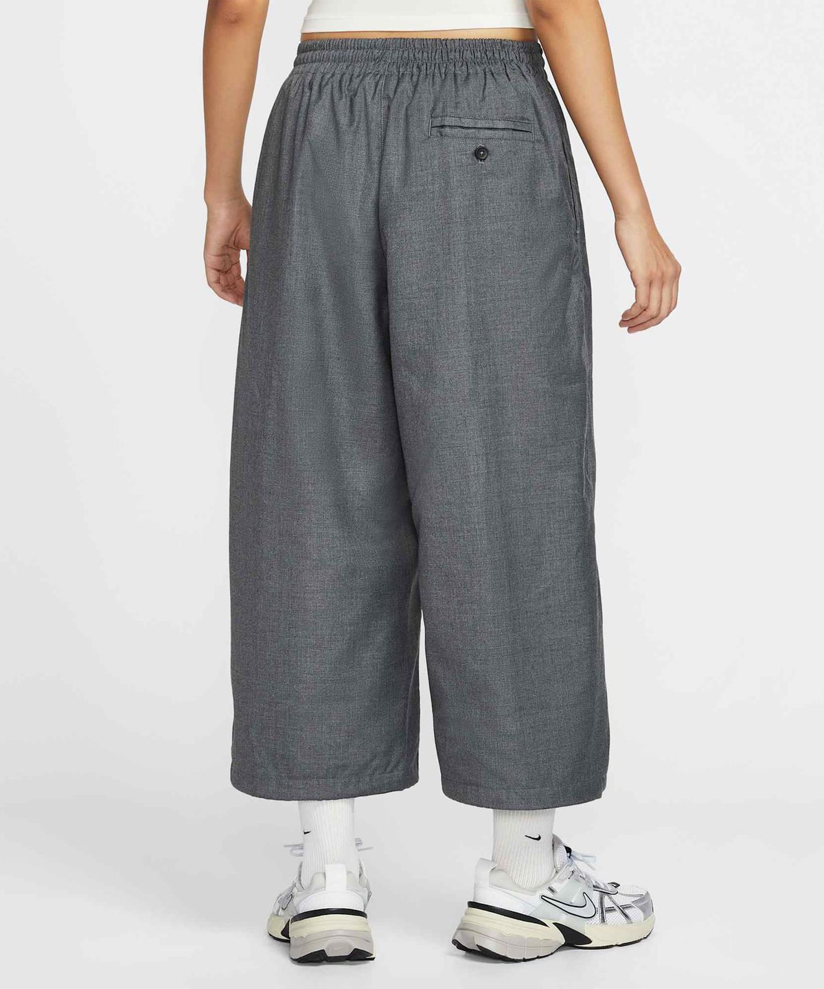 나이키(NIKE) 스포츠웨어 오버사이즈 미드라이즈 우븐 팬츠 W - 블랙:헤더:블랙 / IF5454-010