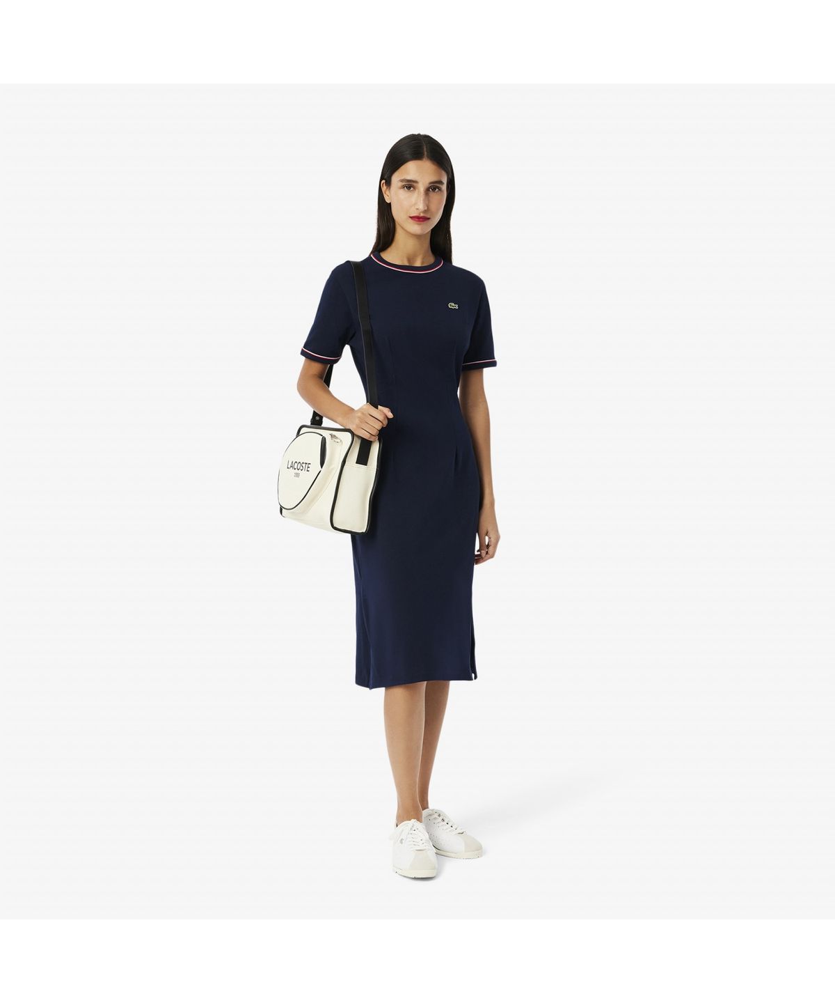 라코스테(LACOSTE) 여성 에센셜 핏앤플레어 티셔츠 드레스 EF9988-55G GWI