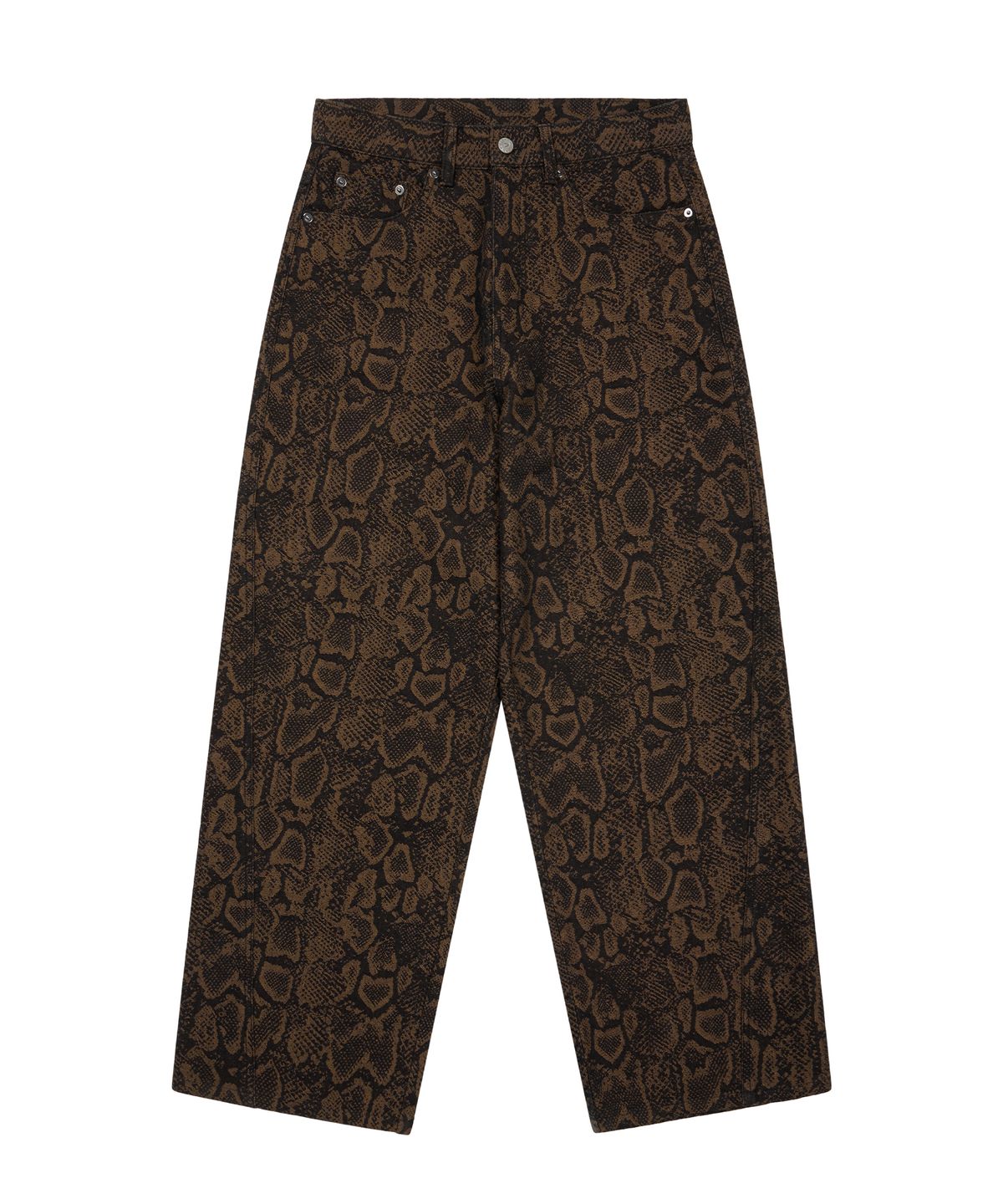 아캄(AAKAM) Python Patterned Denim Pants (Brown)