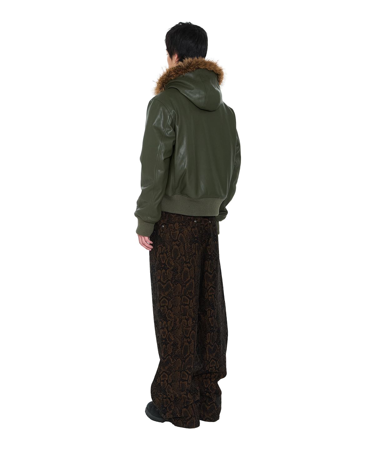 아캄(AAKAM) Python Patterned Denim Pants (Brown)