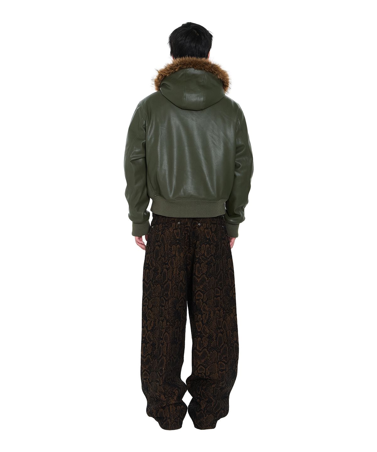 아캄(AAKAM) Python Patterned Denim Pants (Brown)