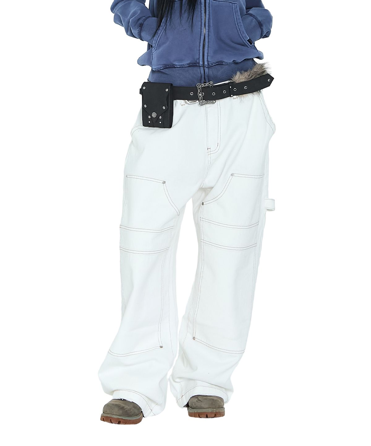 아캄(AAKAM) Lined Double Knee Denim Pants (Ivory)