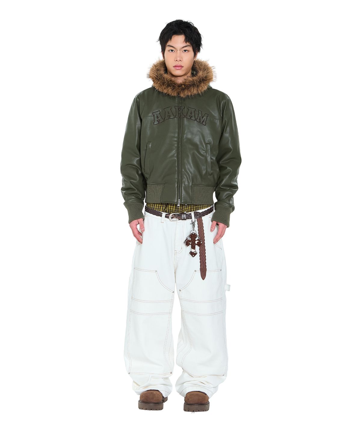 아캄(AAKAM) Lined Double Knee Denim Pants (Ivory)