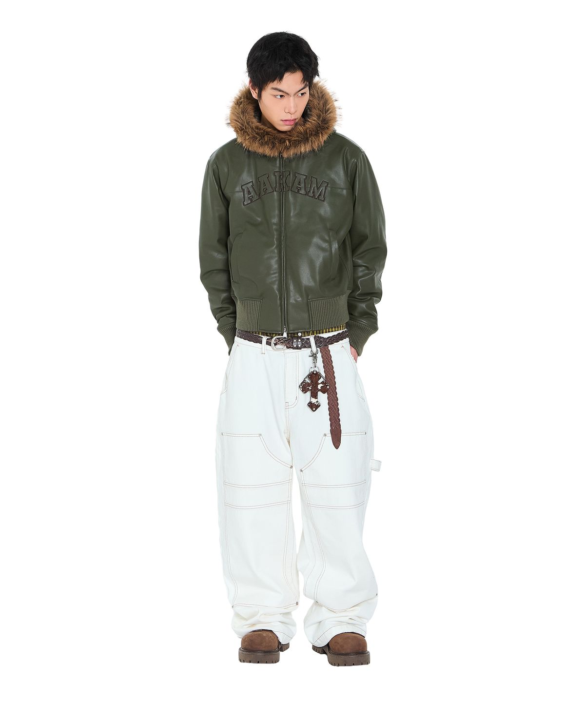 아캄(AAKAM) Lined Double Knee Denim Pants (Ivory)