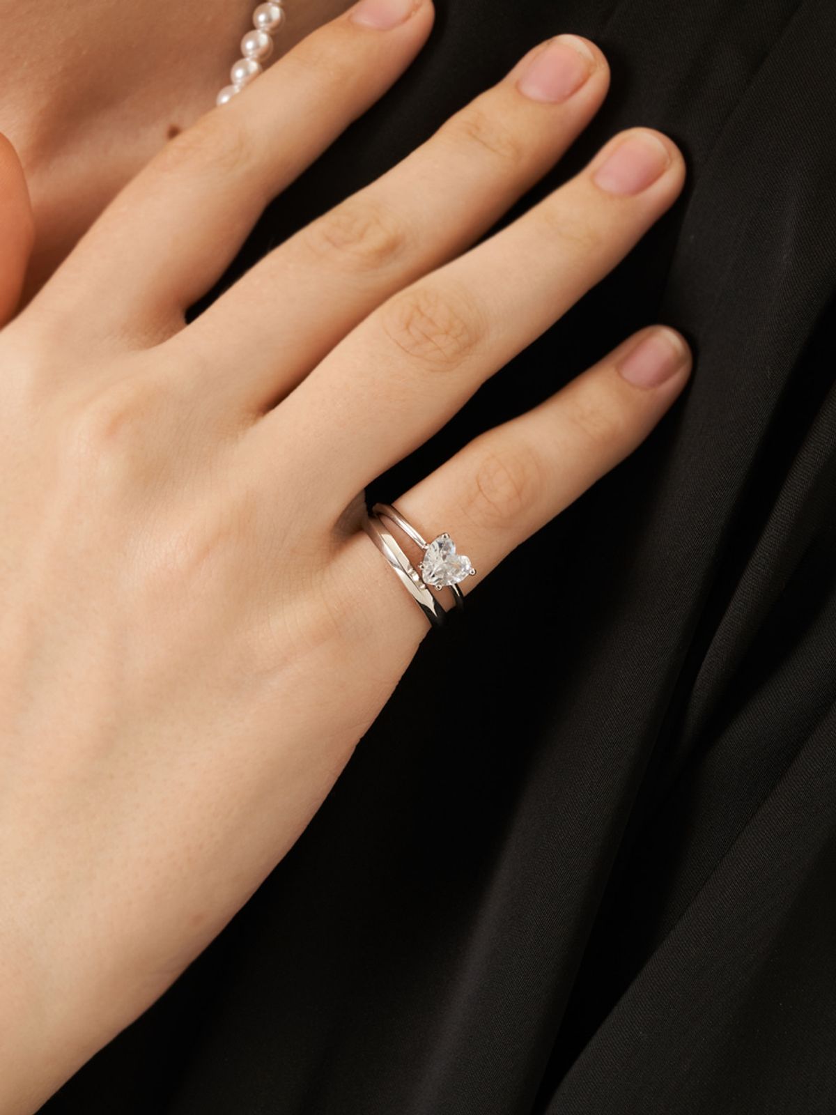 가이거주얼리(GEIGERJEWELRY) 파인 하트 레이어드 반지 2종 세트 GIBRWR005