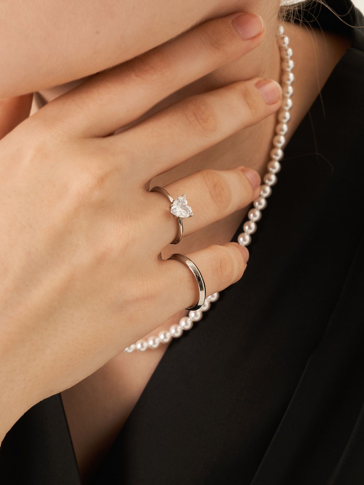 가이거주얼리(GEIGERJEWELRY) 파인 하트 레이어드 반지 2종 세트 GIBRWR005