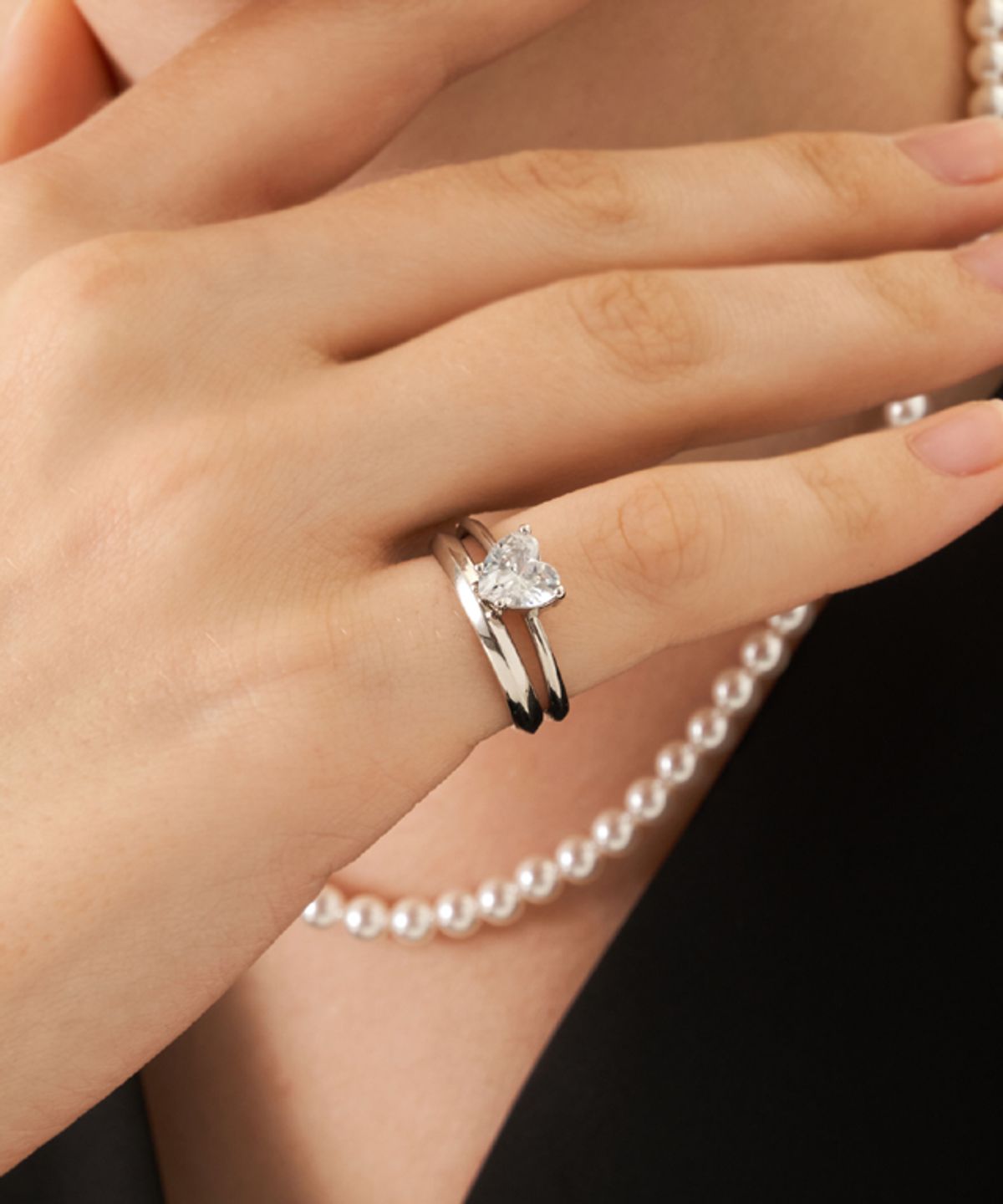 가이거주얼리(GEIGERJEWELRY) 파인 하트 레이어드 반지 2종 세트 GIBRWR005