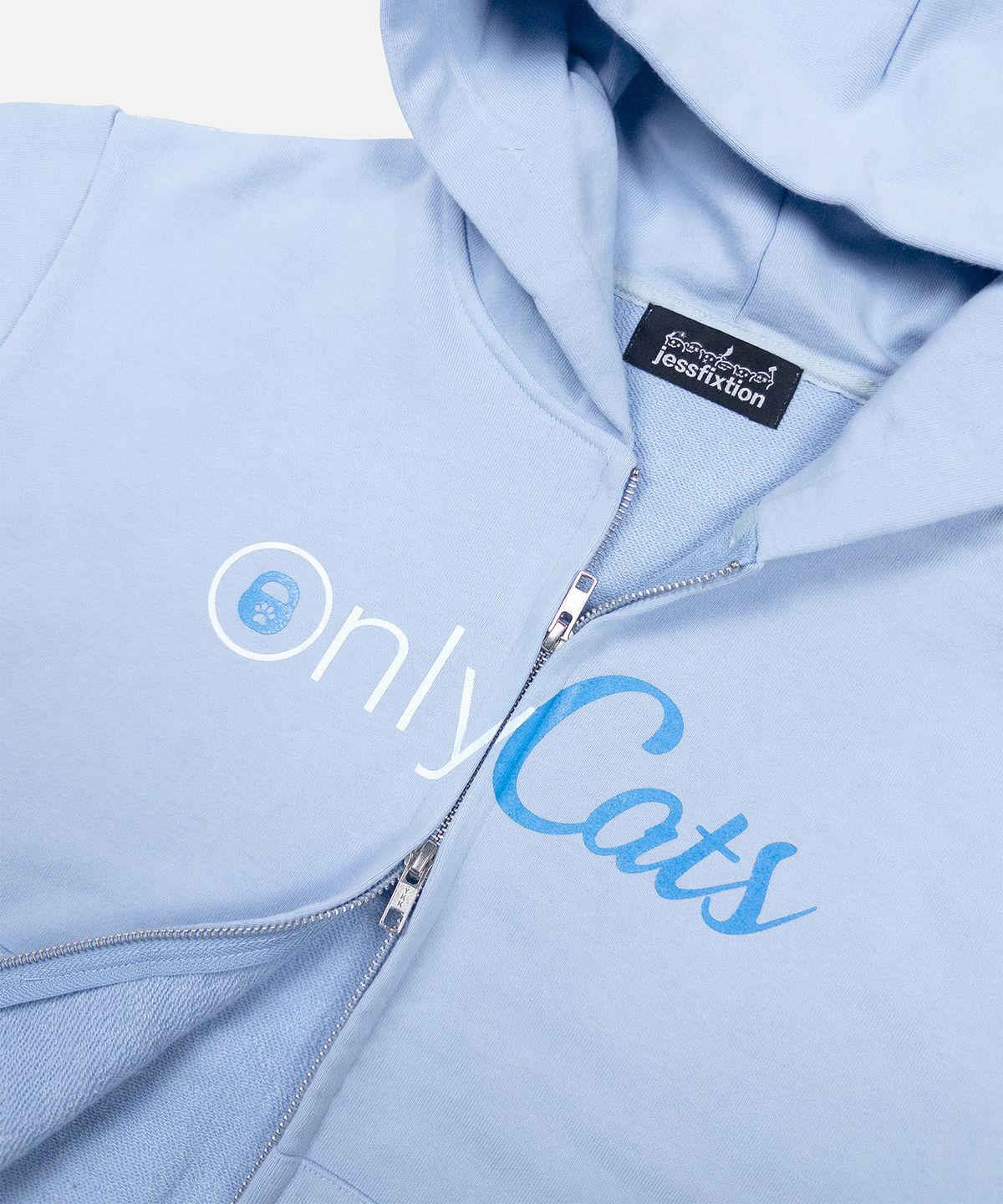 제스픽션(JESSFIXTION) ONLY CATS HOOD ZIP-UP (SKY BLUE)