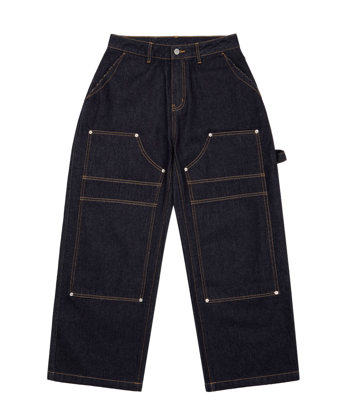아캄(AAKAM) Lined Double Knee Denim Pants (Blue)