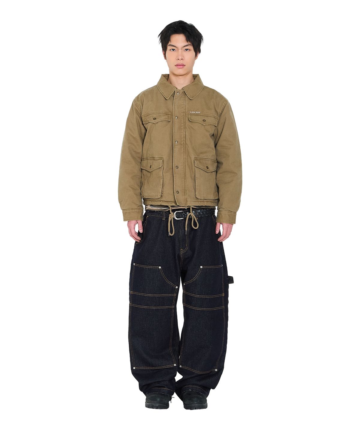 아캄(AAKAM) Lined Double Knee Denim Pants (Blue)