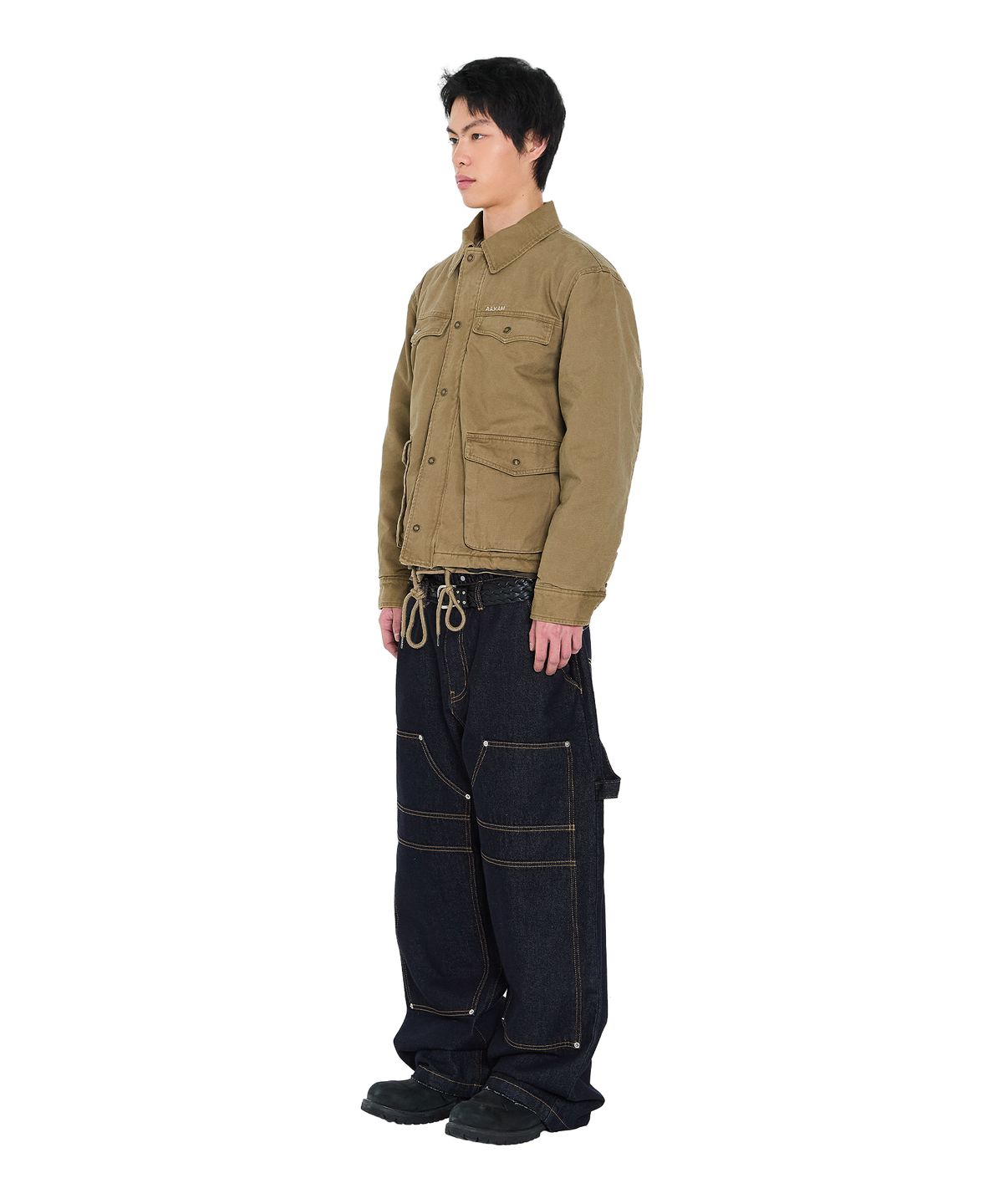 아캄(AAKAM) Lined Double Knee Denim Pants (Blue)