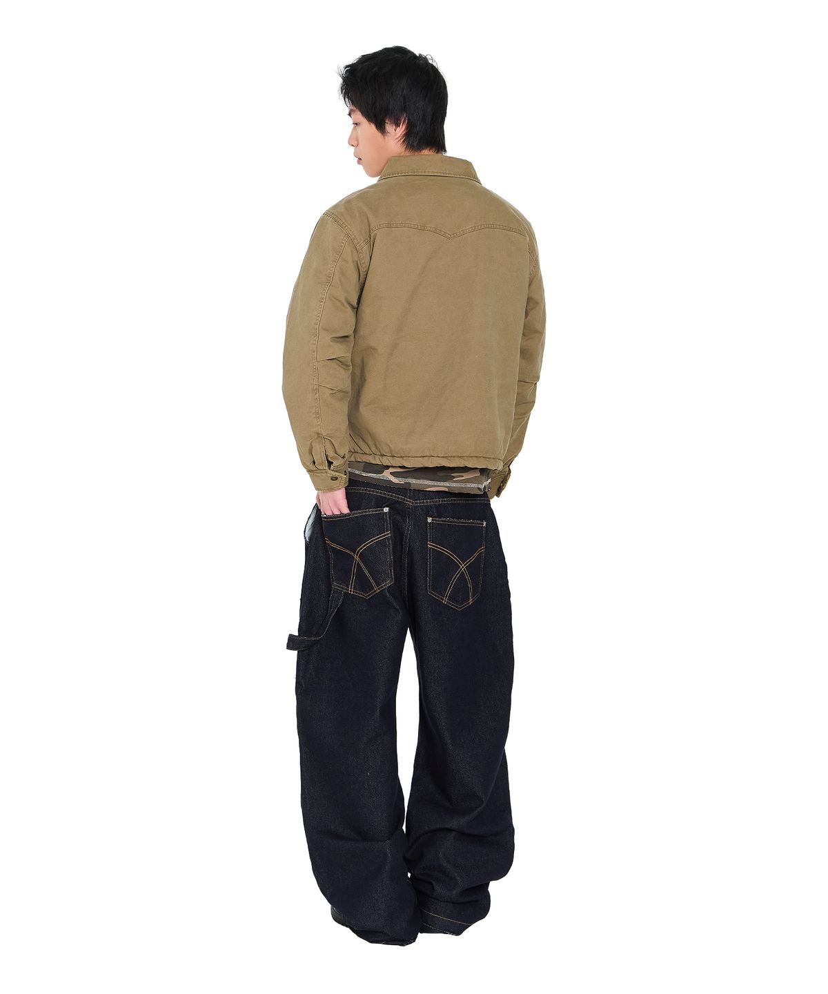 아캄(AAKAM) Lined Double Knee Denim Pants (Blue)