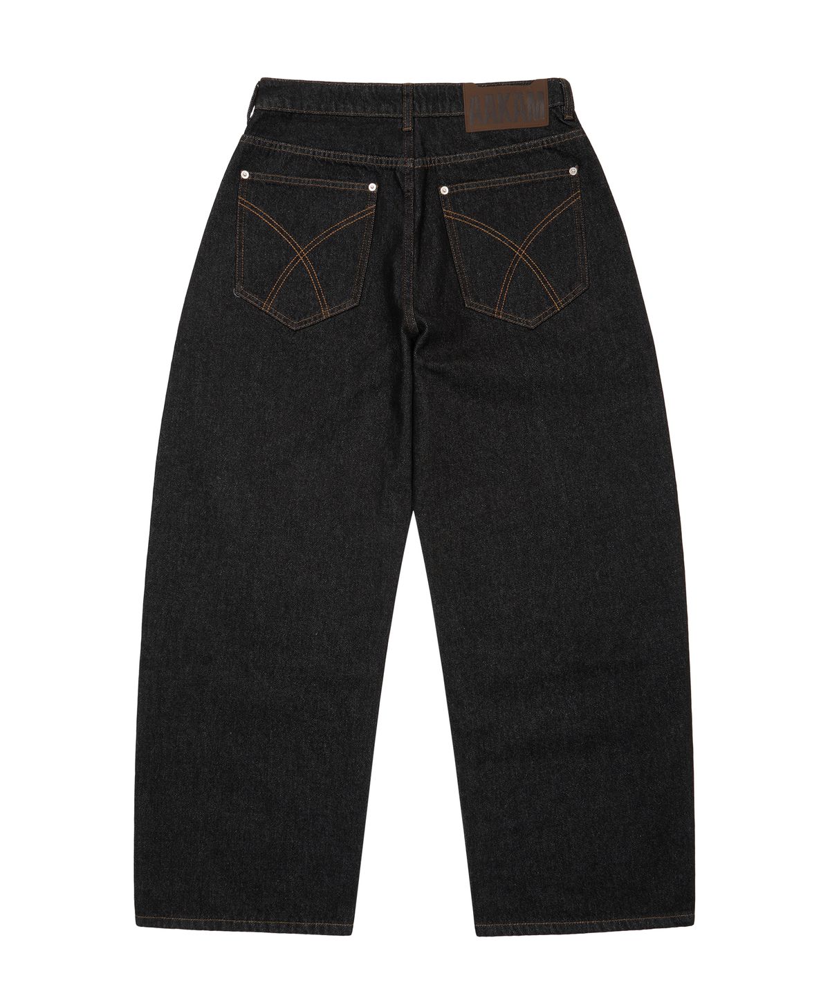 아캄(AAKAM) Double Knee Lettering Denim Pants (Black)