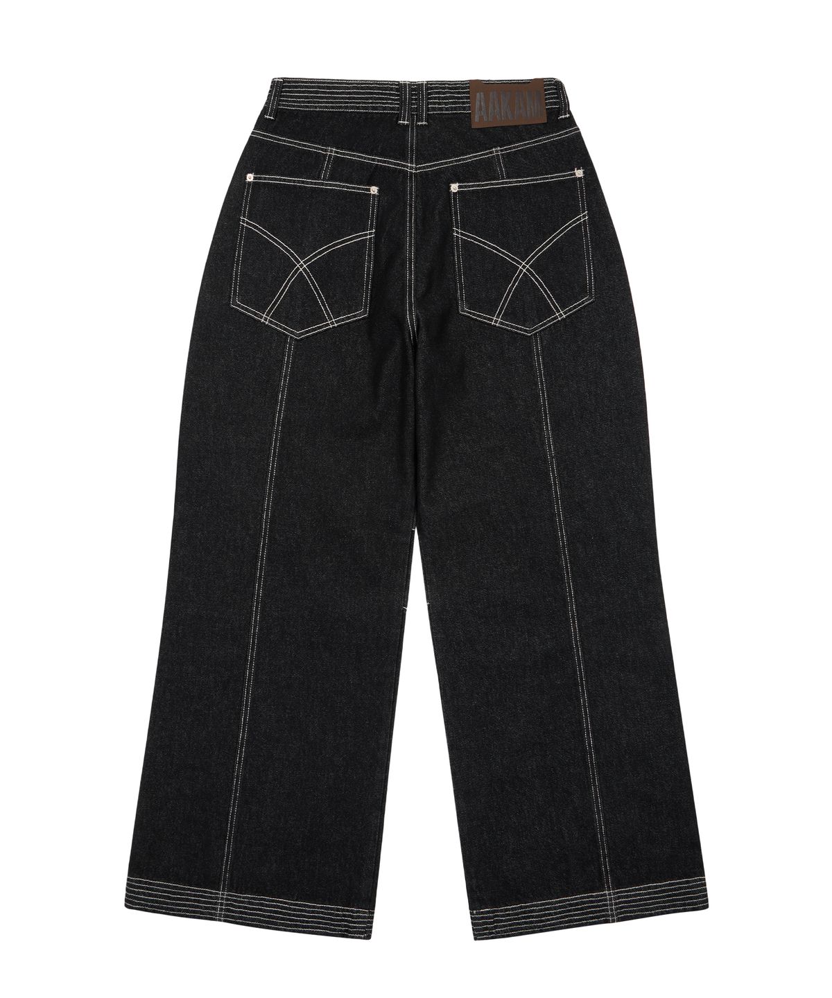 아캄(AAKAM) Knee Pin-Tuck Stitched Denim Pants (Black)