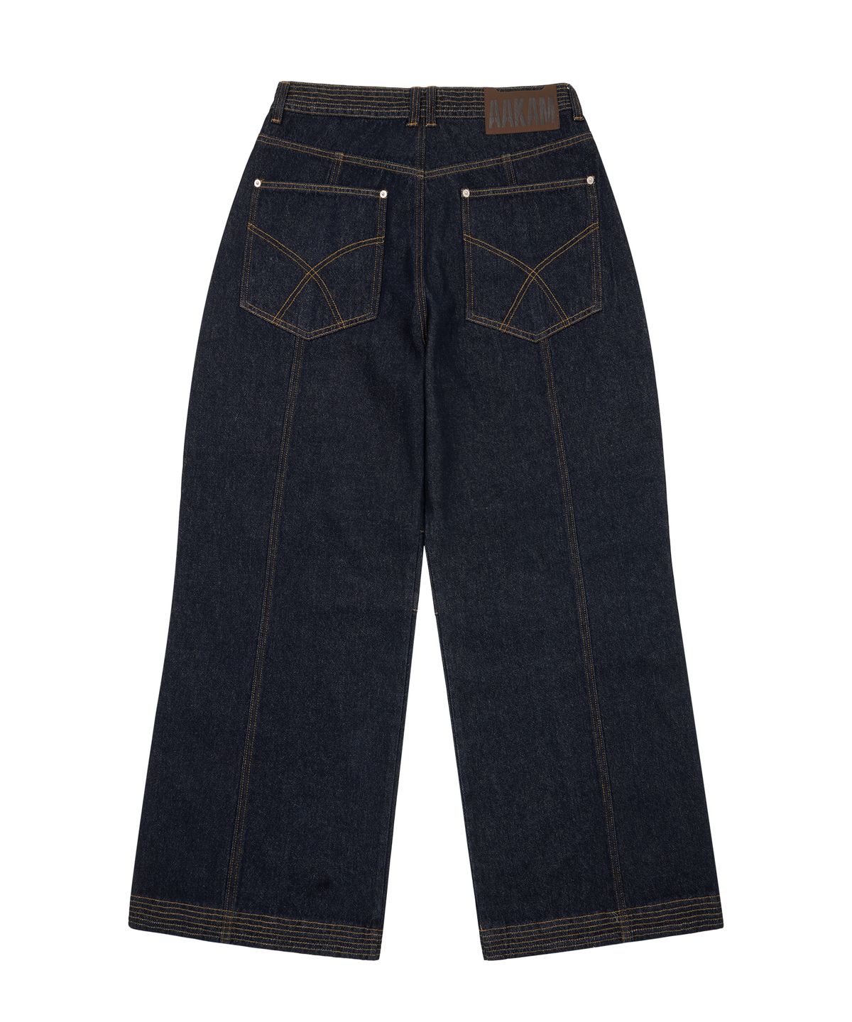 아캄(AAKAM) Knee Pin-Tuck Stitched Denim Pants (Blue)