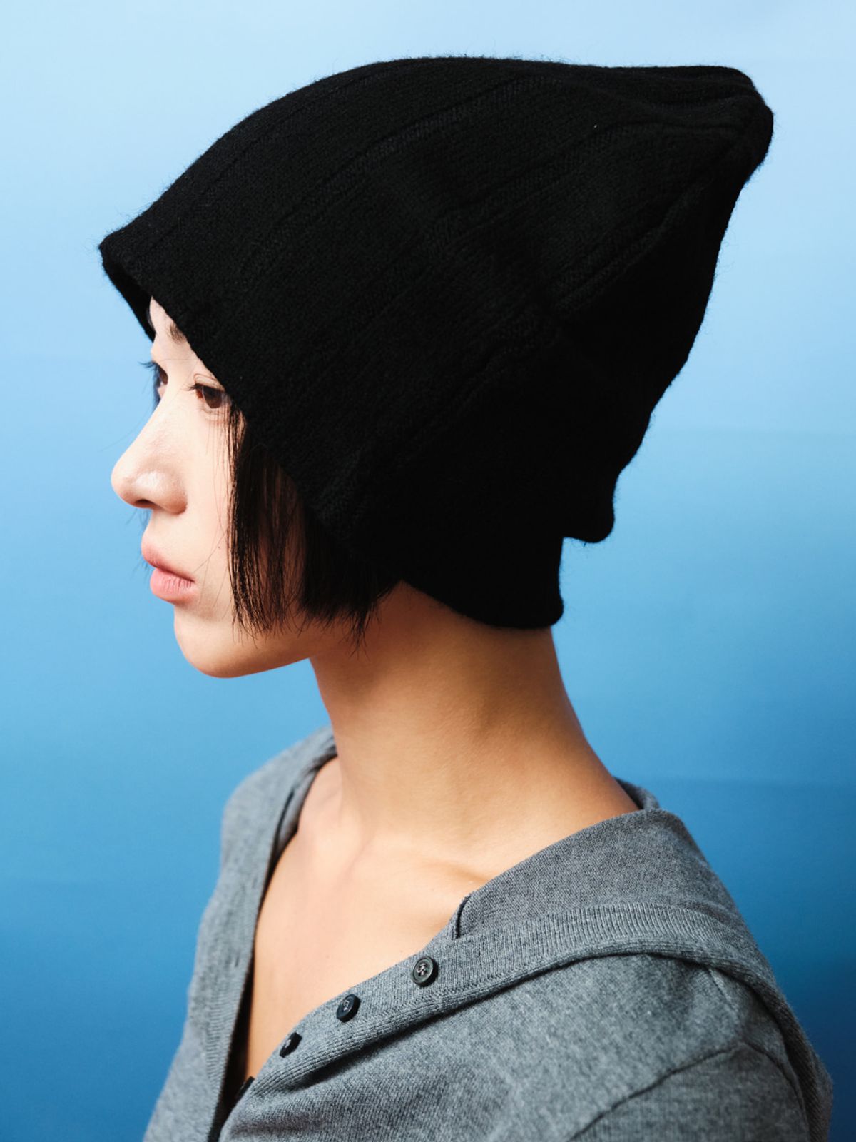 플리즈프로젝트(PLZPROJECT) OVER-RIBBED BEANIE, BLACK