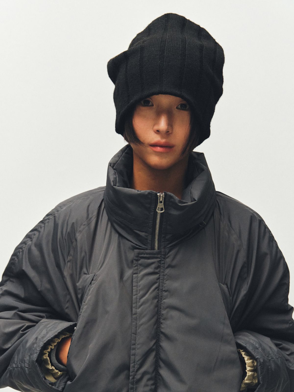 플리즈프로젝트(PLZPROJECT) OVER-RIBBED BEANIE, BLACK