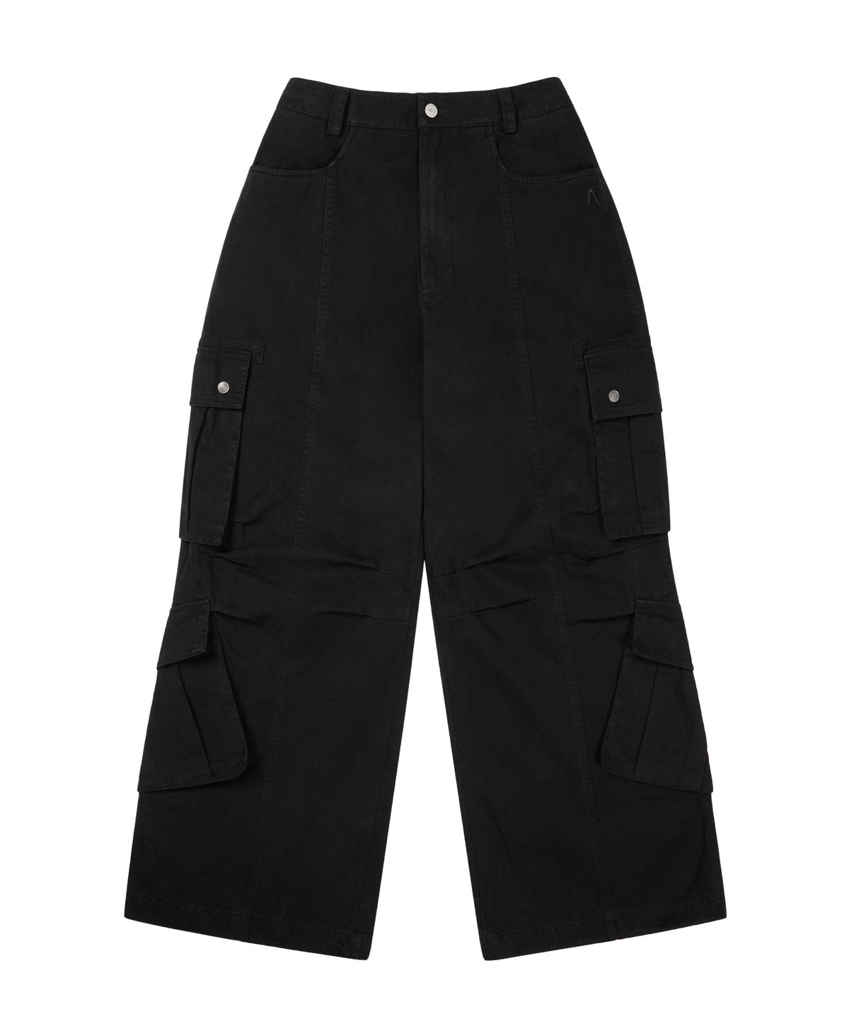 아캄(AAKAM) Knee Pin-Tuck Double Pocket Cargo Pants (Black)