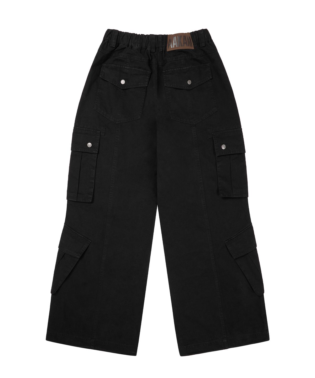 아캄(AAKAM) Knee Pin-Tuck Double Pocket Cargo Pants (Black)