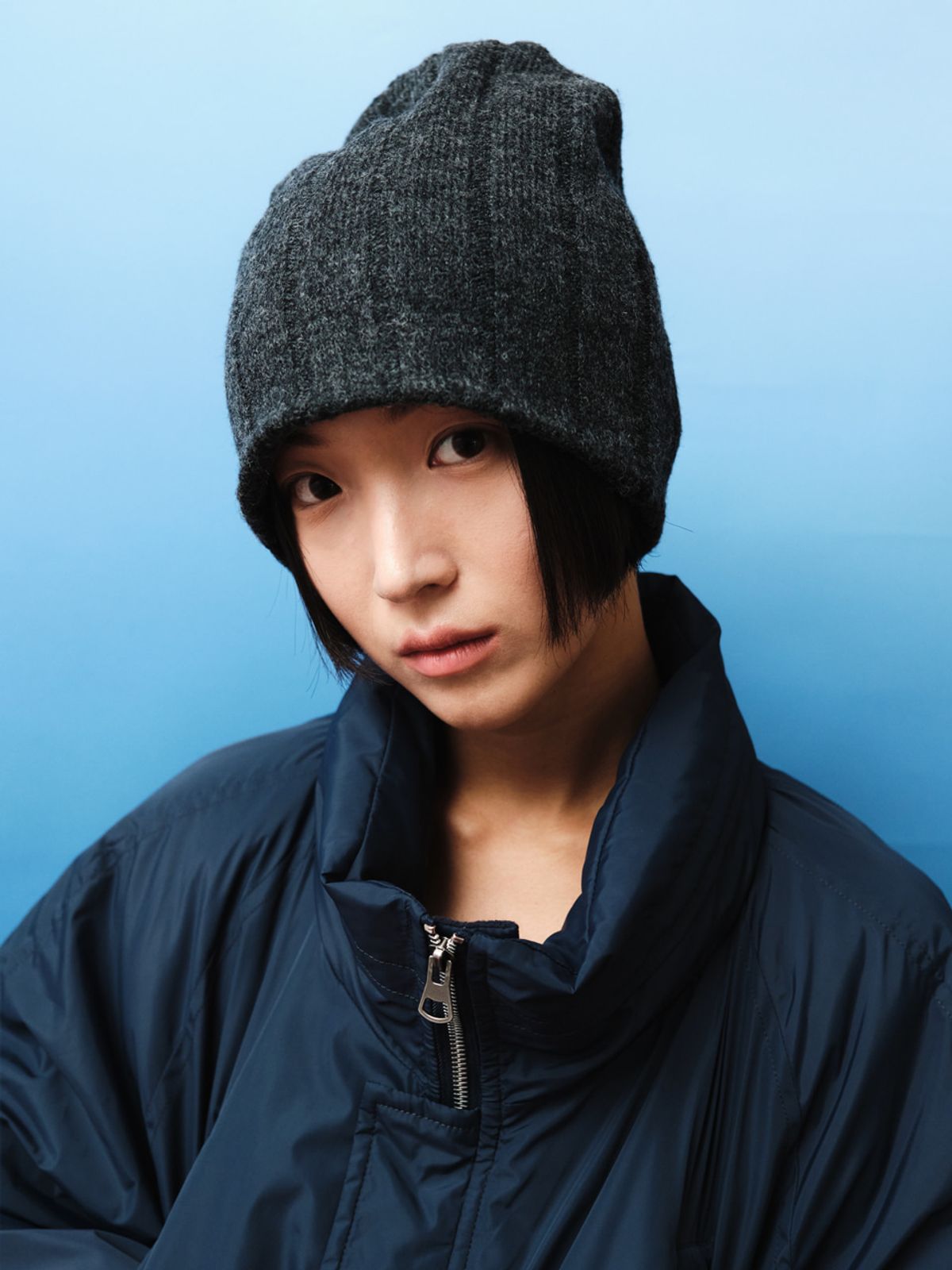 플리즈프로젝트(PLZPROJECT) OVER-RIBBED BEANIE, CHARCOAL