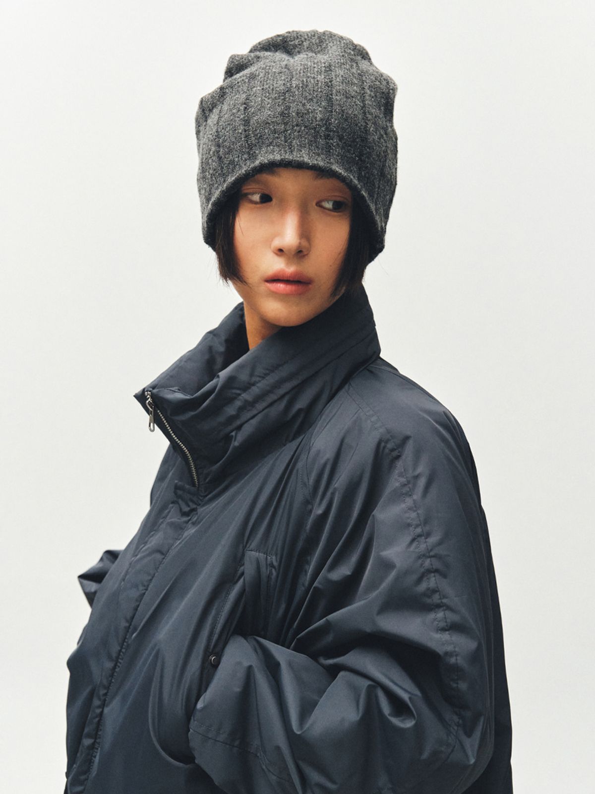 플리즈프로젝트(PLZPROJECT) OVER-RIBBED BEANIE, CHARCOAL